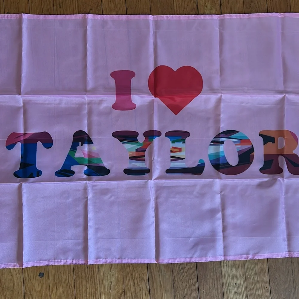 I love Taylor flag,23 x 35, pink I love Taylor Swift flag